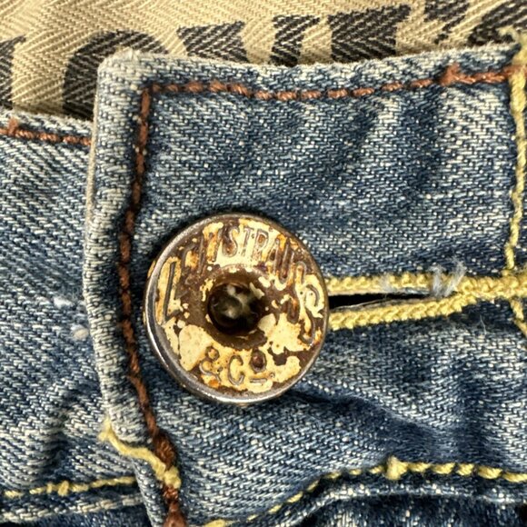 Vintage Levis Slim Straight Jeans Men 38x32 Y2k Flip Pocket Western Paint cowboy - Picture 6 of 16